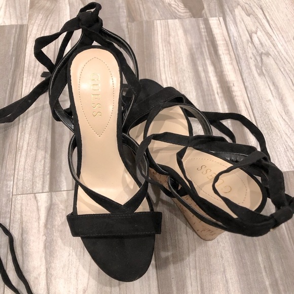 NWOT Guess black ankle tie wedges. - Picture 5 of 9